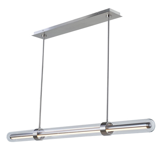 Abra Sterling 10131PN 59-inch pendant light with clear outer glass and up-and-down illumination for modern interior lighting