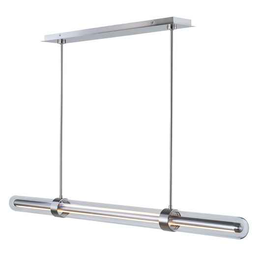 Abra Sterling Clear Outer Glass Pendant with Up and Down Light Brushed Nickel