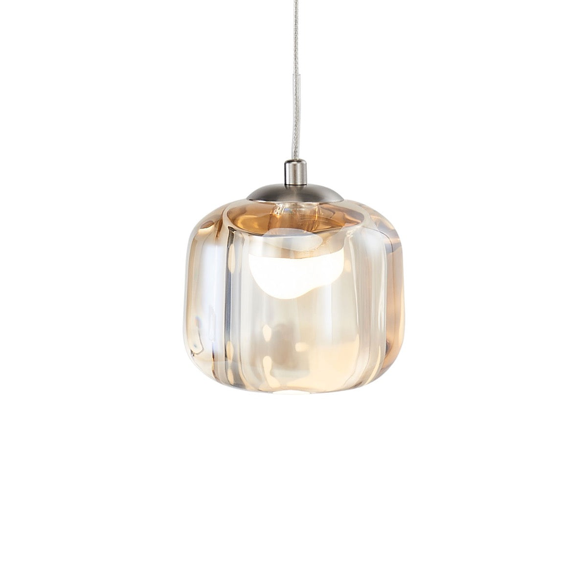 Abra Geo 10143PN pendant fixture featuring a contemporary square glass shade and Uni-Jack plug for decorative illumination
