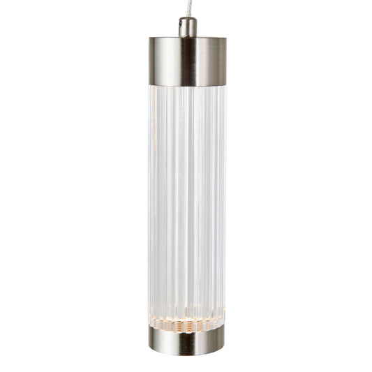 Abra Spin 10 Inch Ribbed Acrylic Pendant with Uni-Jack Plug Brushed Nickel