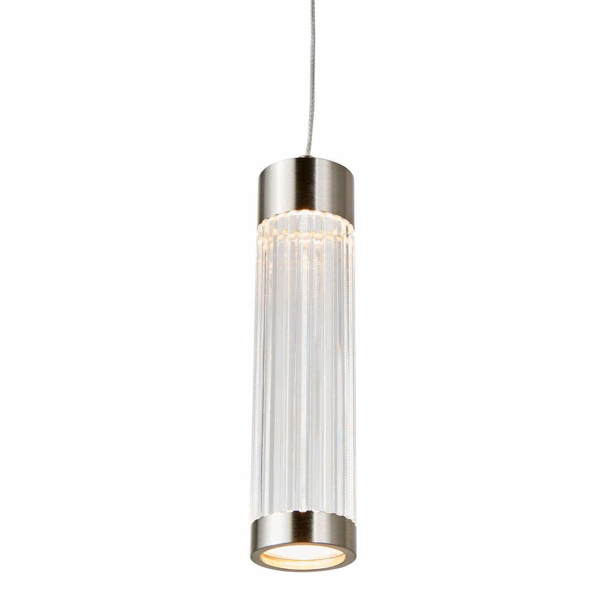 Abra Spin 10154PN 10-inch ribbed acrylic pendant light with Uni-Jack plug for modern interior lighting