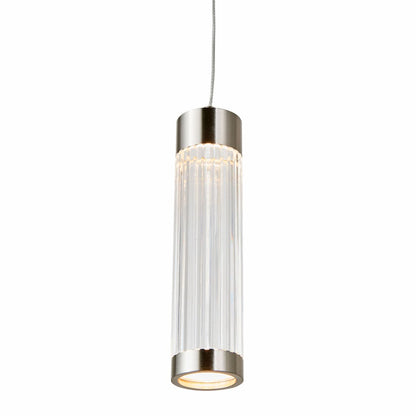 Abra Spin 10154PN 10-inch ribbed acrylic pendant light with Uni-Jack plug for modern interior lighting