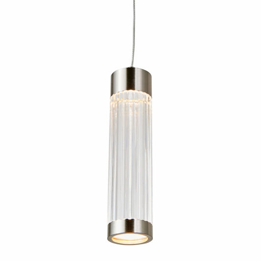 Abra Spin 10154PN 10-inch ribbed acrylic pendant light with Uni-Jack plug for modern interior lighting