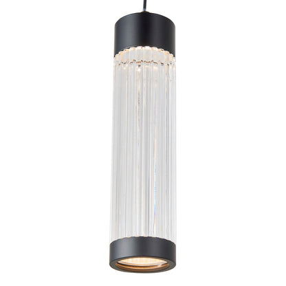 Modern Abra Spin 10-inch pendant fixture with ribbed acrylic design and Uni-Jack plug for stylish kitchen and dining lighting