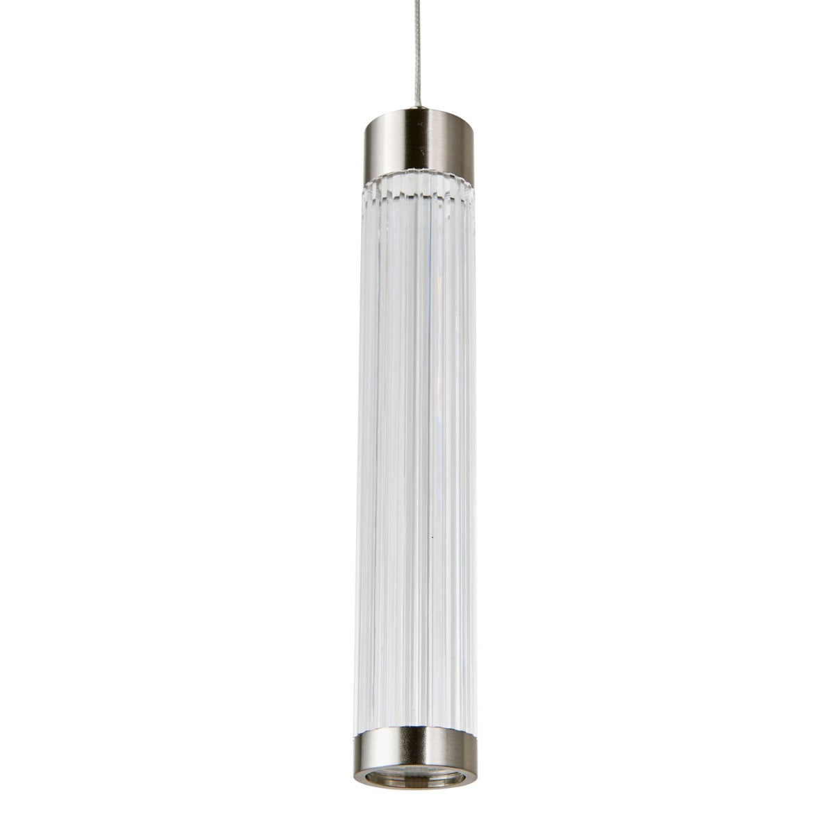 Abra Spin 10155PN pendant fixture featuring a 14-inch ribbed acrylic shade and Uni-Jack plug for contemporary illumination