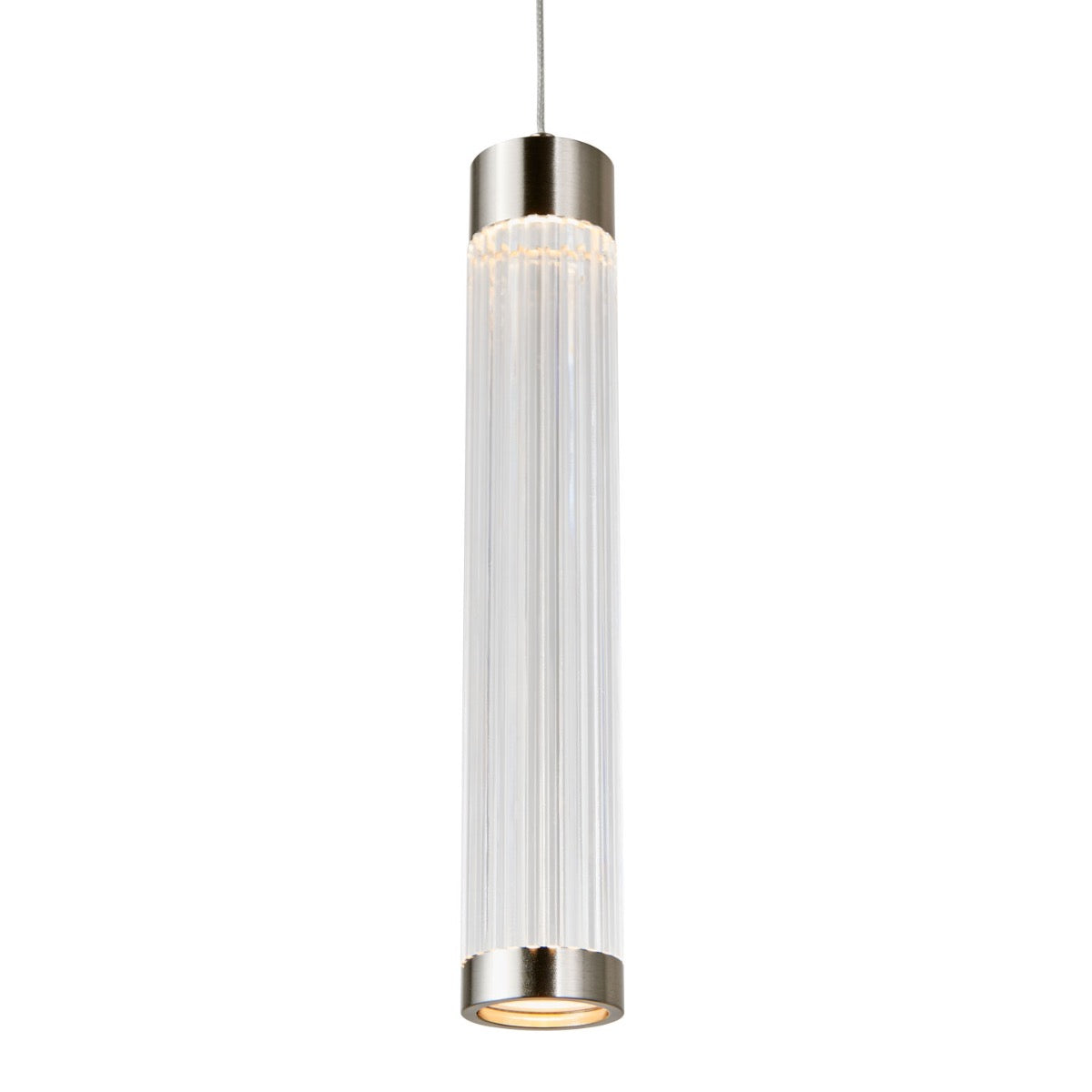 Abra Spin 10155PN 14-inch ribbed acrylic pendant light with Uni-Jack plug for modern interior lighting