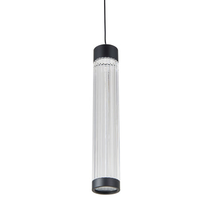 Modern Abra Spin 14-inch pendant fixture with ribbed acrylic design and Uni-Jack plug for stylish kitchen and dining lighting