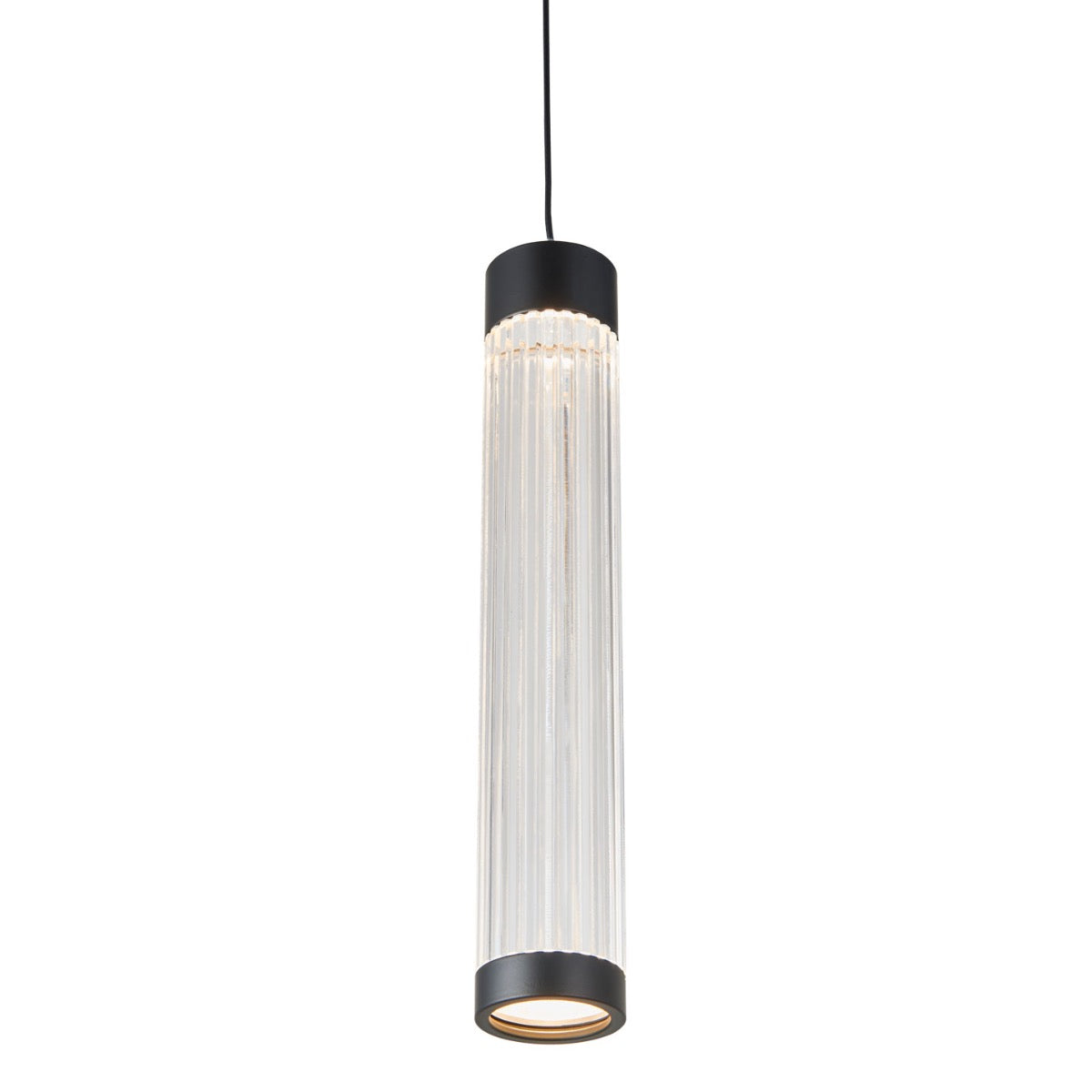 Abra 10155PN Spin 14-inch acrylic pendant light with decorative ribbed texture and Uni-Jack connection for residential interiors