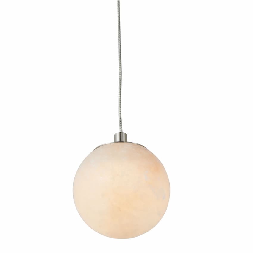 Abra Lighting Stone 10166PN 4-inch alabaster stone orb LED pendant with elegant natural stone texture and modern minimalist design
