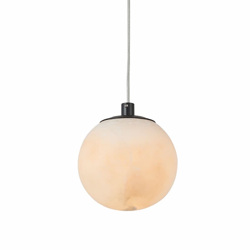 Abra Lighting 10166PN Stone Collection alabaster orb pendant with 4-inch diameter shade and soft warm white 3000K illumination