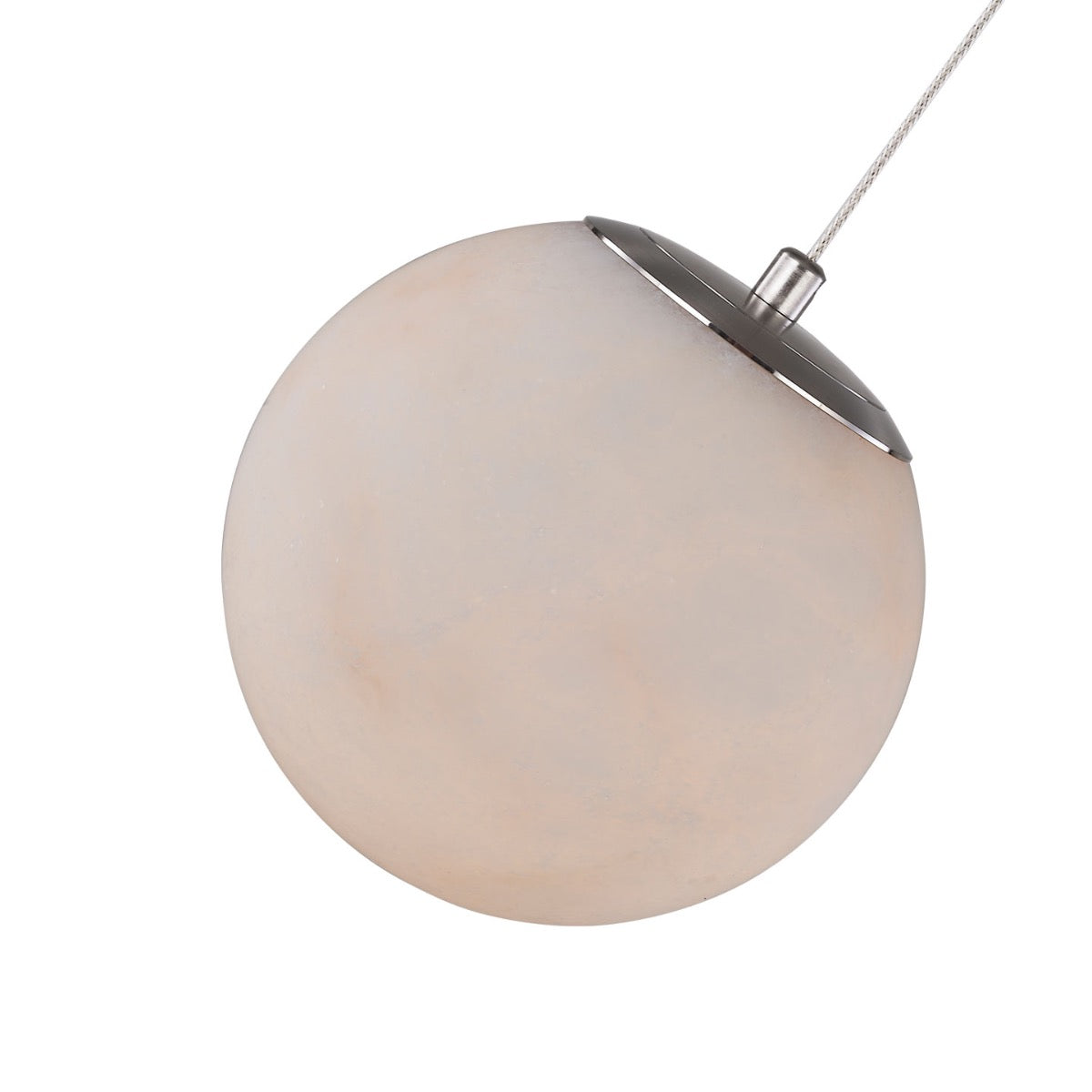 Modern Abra Stone 6-inch pendant fixture with sculpted alabaster stone orb and 120-inch cord for decorative hanging illumination