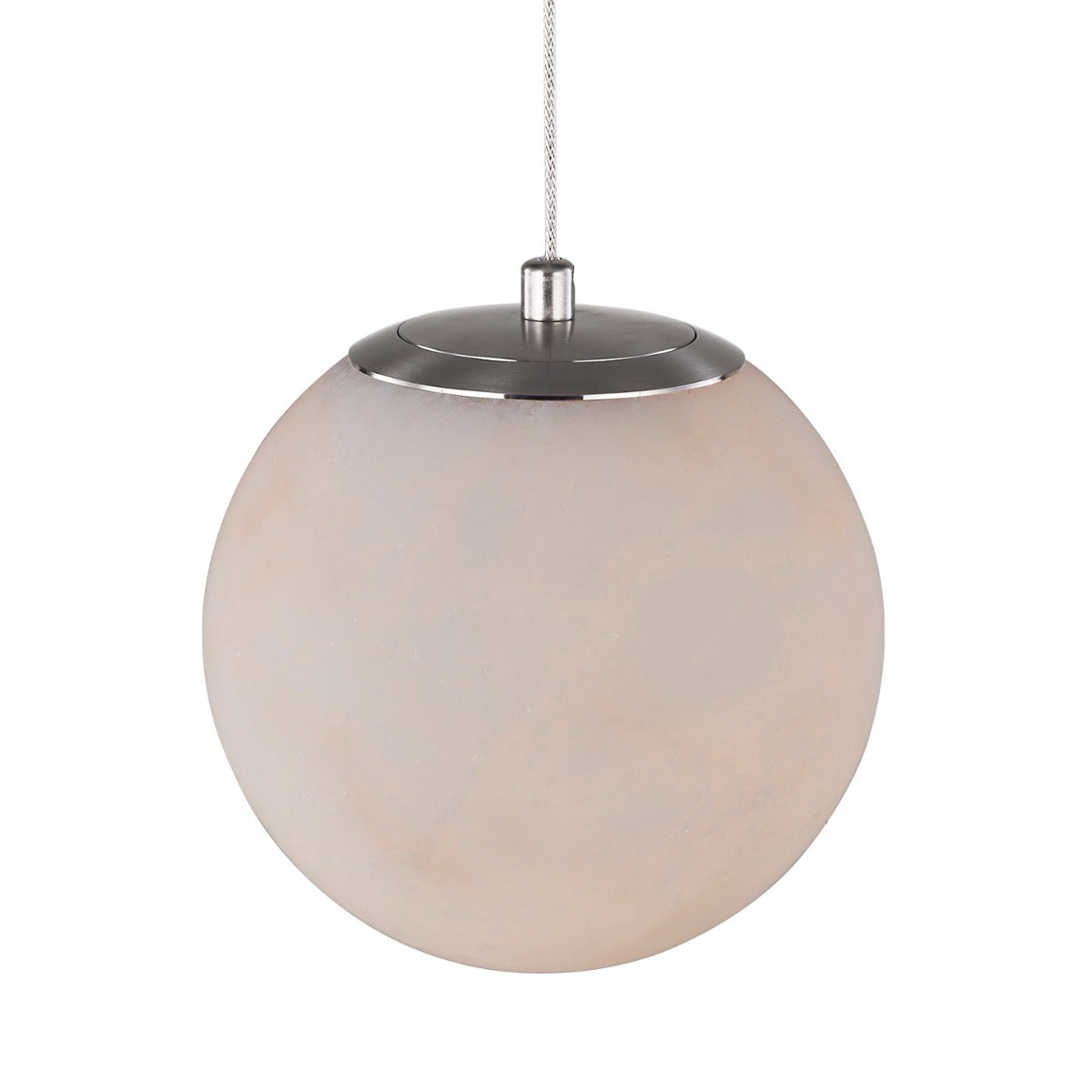 Abra 10167PN Stone 6-inch alabaster orb pendant light with elegant natural stone texture for contemporary residential interiors