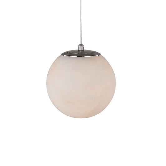 Abra Stone Alabaster Stone Orb Pendant includes 120" Cord and Uni-Jack Plug Brushed Nickel