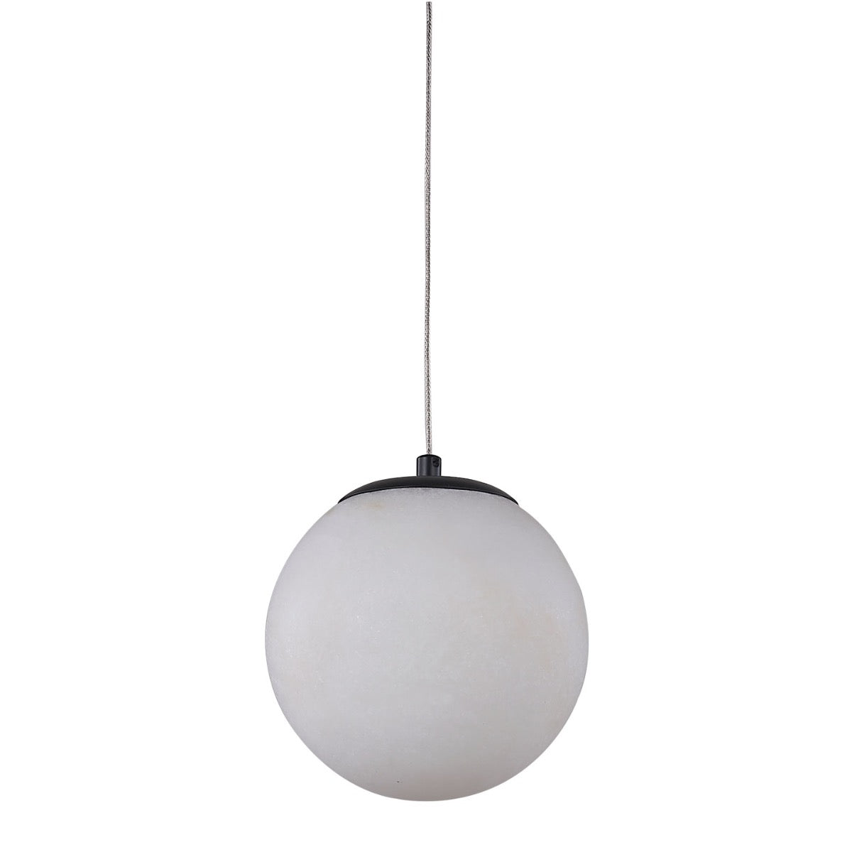 Abra Stone Alabaster Stone Orb Pendant includes 120" Cord and Uni-Jack Plug Matte Black