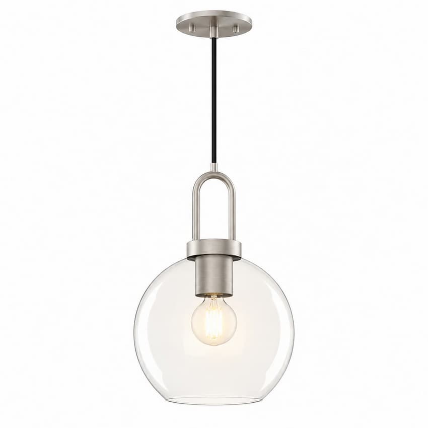 Alora Mood Soji PD601608BNCL 8-Inch Pendant Light in Brushed Nickel Finish with Clear Glass Globe Shade