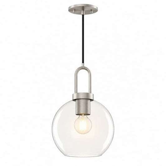 Alora Mood Soji PD601608BNCL 8-Inch Pendant Light in Brushed Nickel Finish with Clear Glass Globe Shade