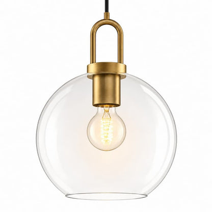 Alora Mood PD601710AGCL Soji Japanese Lantern-Inspired Pendant Ceiling Light with Aged Gold Finish and Clear Glass Globe Shade