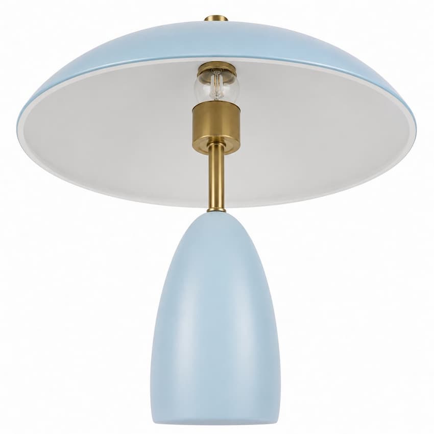 Alora Mood TL437409CER Poppy Modern Portable LED Table Lamp in Cerulean with Steel Shade, 3-Step Touch Dimming and Downward Illumination