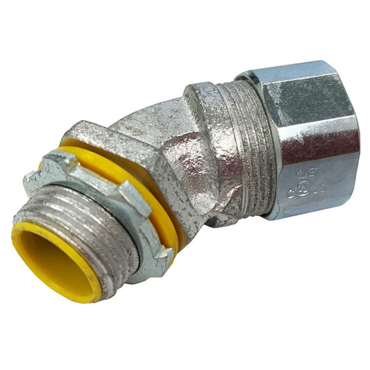Morris 15224 Liquid Tight Connector - 45° - Insulated Throat