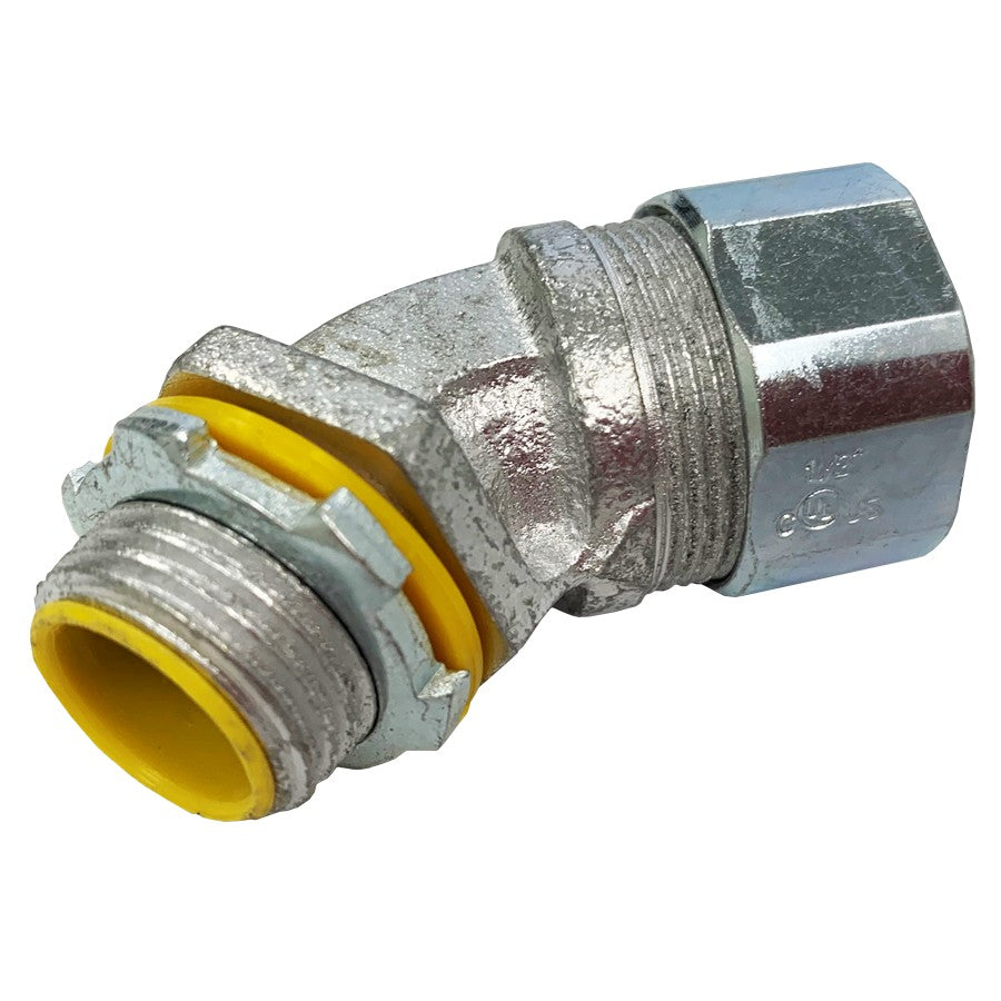 Morris 15226 Liquid Tight Connector - 45° - Insulated Throat