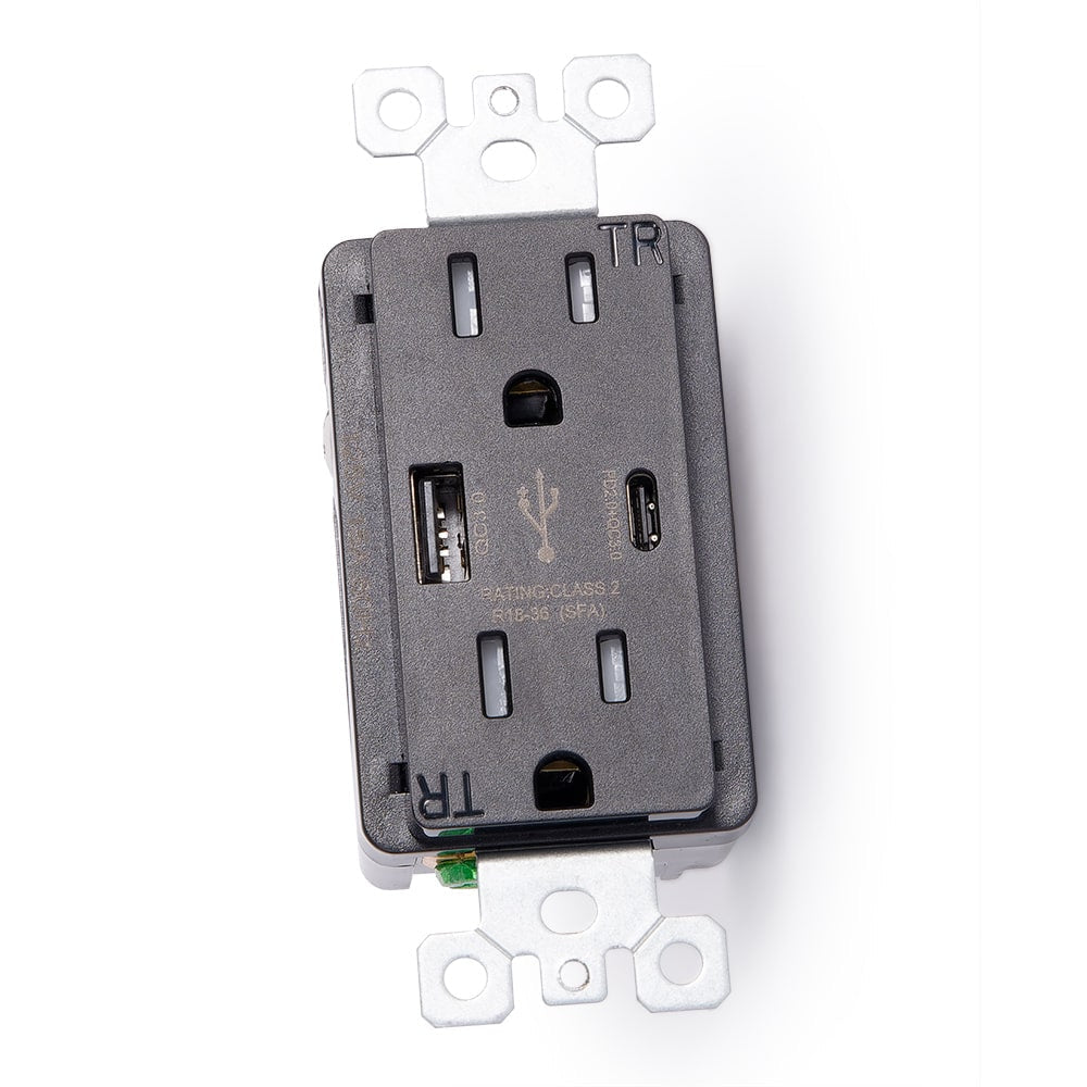 Lew Electric 15A-USB-AC-18-BK Black receptacle