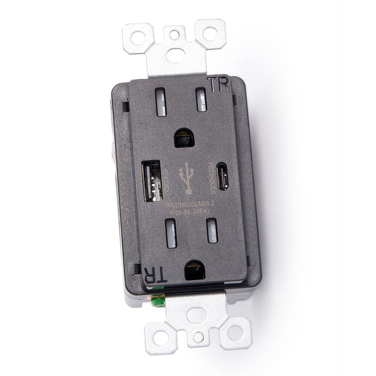 Lew Electric 15A-USB-AC-18-BK Black receptacle