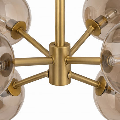 Alora Mood LP548848BGCP Willow Modern 8-Light Linear Pendant in Brushed Gold with Copper Glass Shades for Kitchen Islands and Dining Rooms