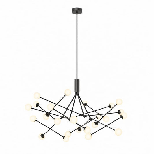 Kuzco Moto CH97358-BK-UNV 56-inch LED chandelier with black finish and sculptural constellation-inspired design