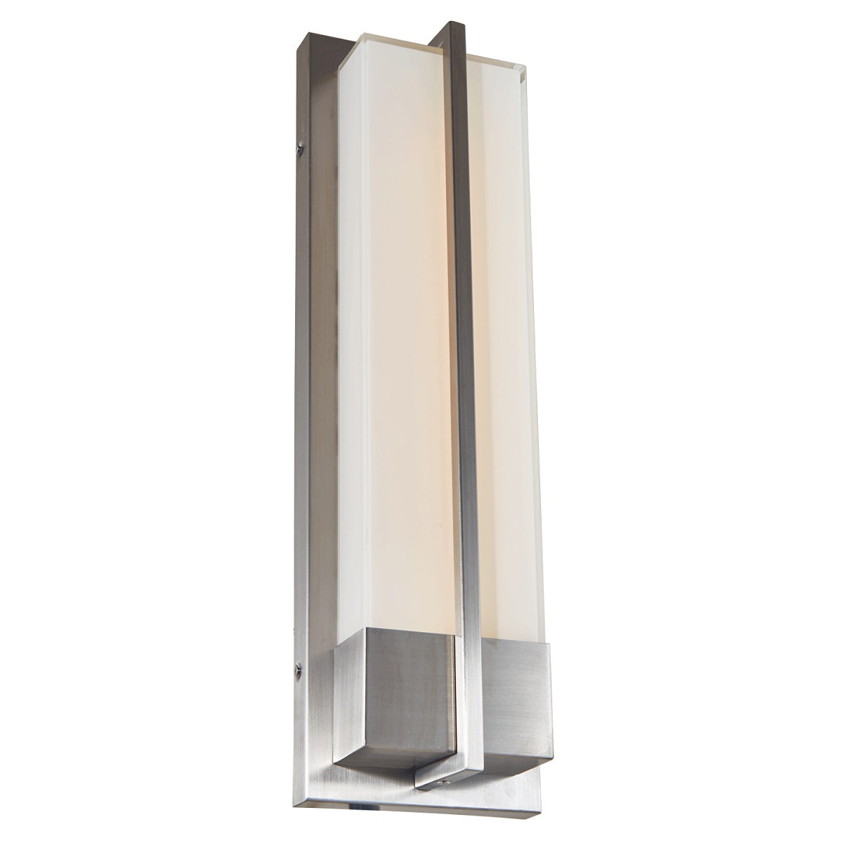 Modern Abra Neutron 316 stainless steel wall fixture designed for patios, entryways, facades, and wet location exteriors