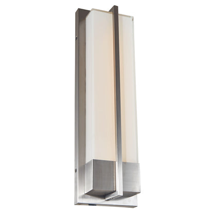 Modern Abra Neutron 316 stainless steel wall fixture designed for patios, entryways, facades, and wet location exteriors