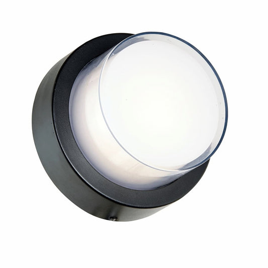 Abra Geo 50022ODW round outdoor wall sconce with modern minimalist design for wet location exterior lighting