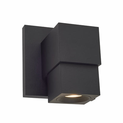 Modern outdoor LED wall washer with downward lighting for wet locations in a sleek architectural design