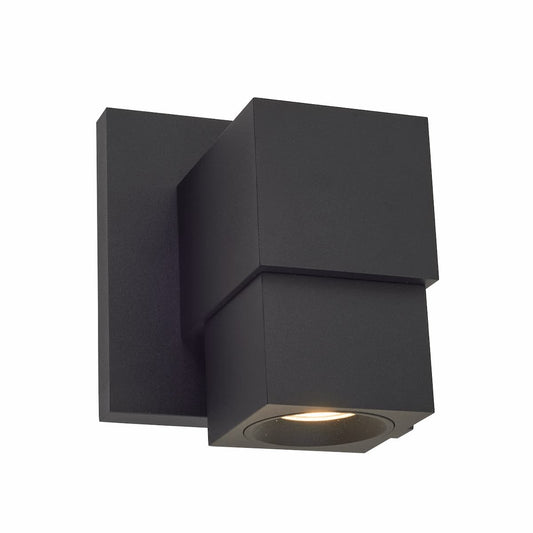 Modern outdoor LED wall washer with downward lighting for wet locations in a sleek architectural design