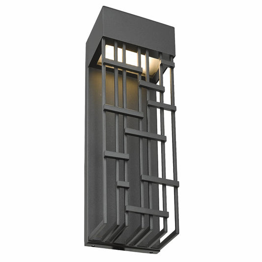 Modern Abra Aspen outdoor LED wall light with decorative lattice metal shade for wet location exterior lighting