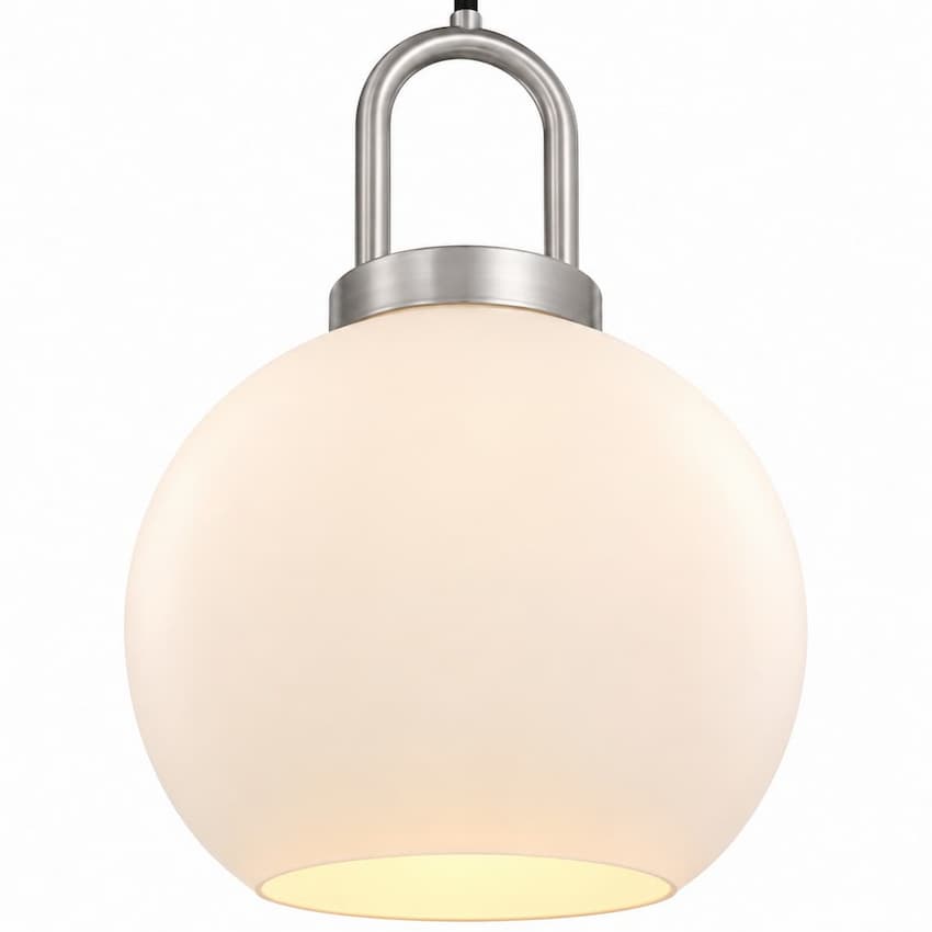Alora Mood PD601608BNOP Soji Japandi Pendant Ceiling Light with Brushed Nickel Finish, Opal Matte Glass Shade and Japanese Lantern-Inspired Design