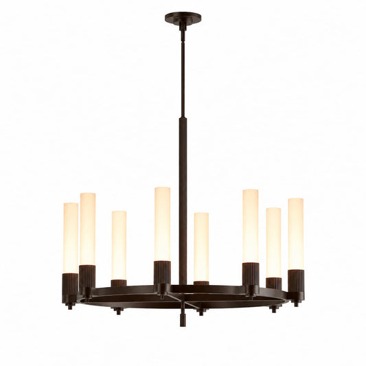Alora Mood CH416108WB Rue 38-Inch Chandelier in Warm Bronze Finish with Glossy Opal Glass Shades