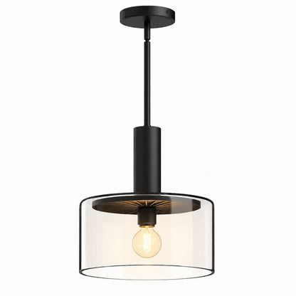 Alora Mood Royale PD535010MBCL 10-Inch 1-Light Pendant in Matte Black Finish with Wide Clear Glass Shade