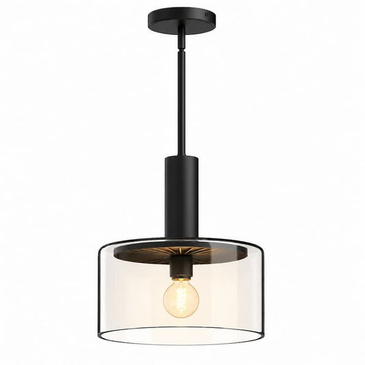 Alora Mood Royale PD535010MBCL 10-Inch 1-Light Pendant in Matte Black Finish with Wide Clear Glass Shade
