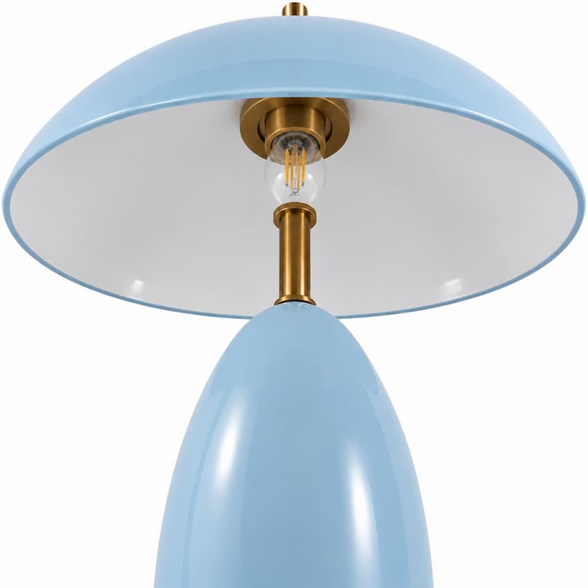 Alora Mood TL437012CER Poppy Modern LED Table Lamp in Cerulean with Steel Shade, 3-Step Touch Dimming and Downward Illumination