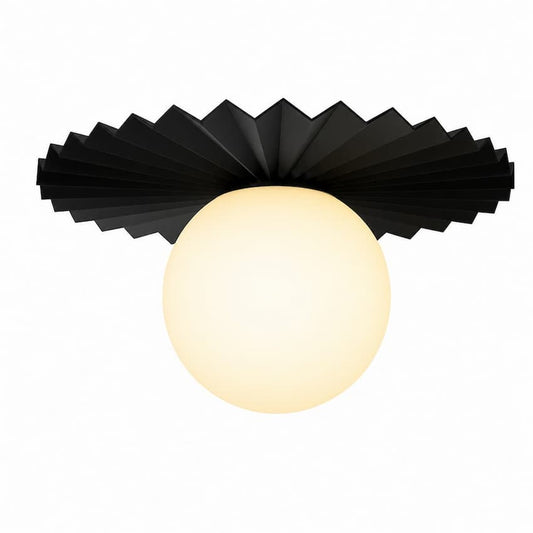 Alora Mood Plume FM501212MBOP 12-Inch 1-Light Flush Mount in Matte Black Finish with Opal Matte Glass Globe Shade