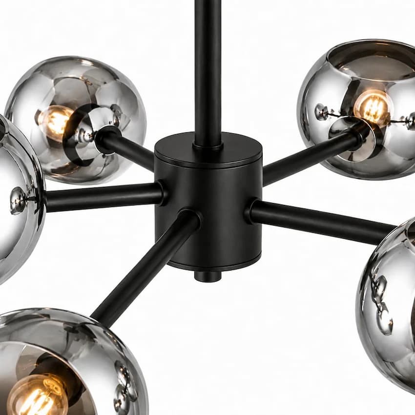 Alora Mood Willow Collection LP548848MBSM Linear Pendant with Matte Black Steel Frame and Eight Glass Shades