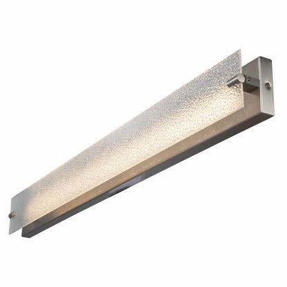 Modern Abra Blaze 40-inch LED vanity fixture with textured water glass flat panel for stylish bathroom mirror lighting