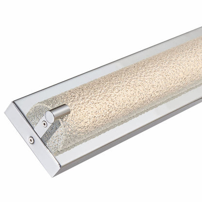 Modern Abra Veil 28.3-inch LED vanity fixture with textured curved water glass for stylish bathroom mirror lighting