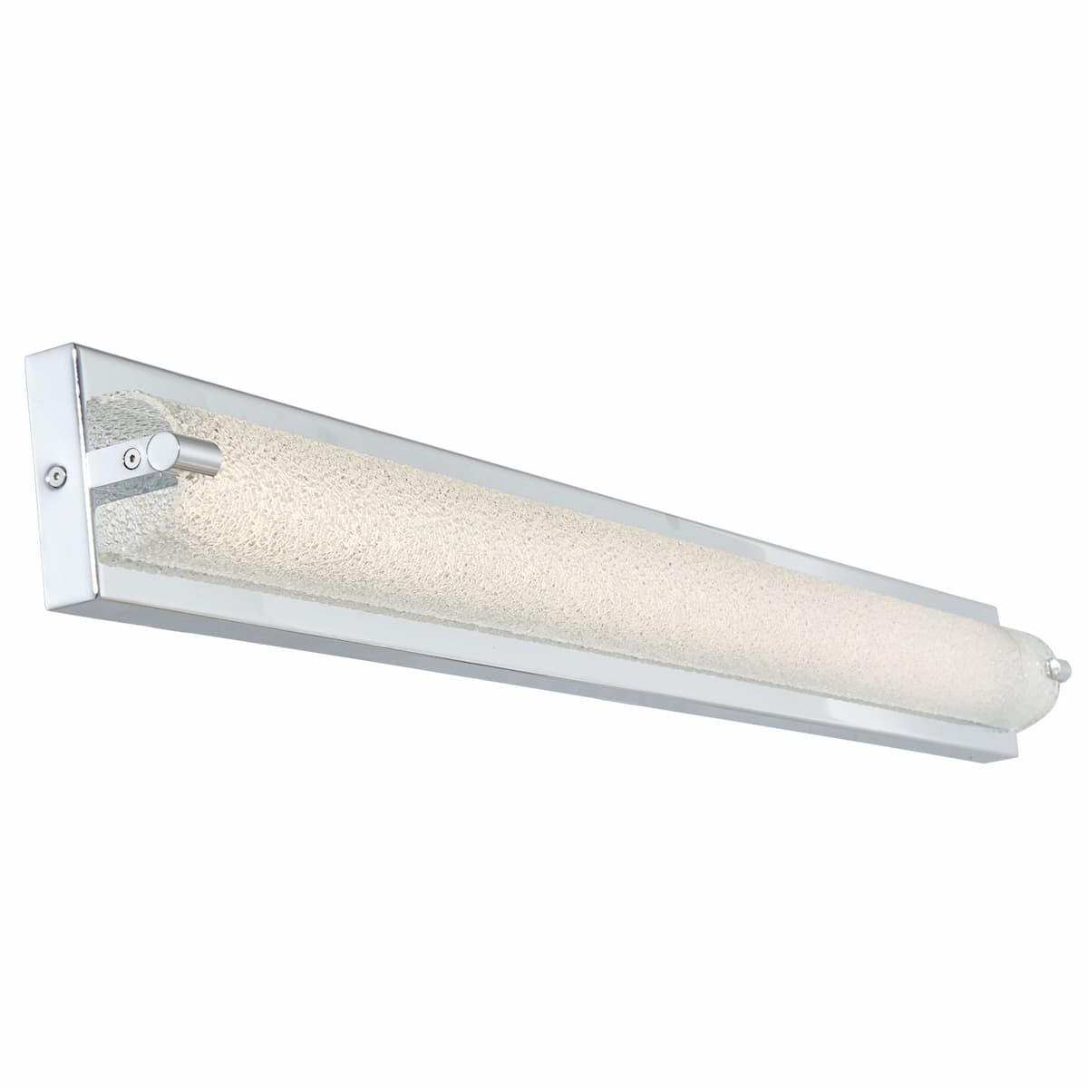 Modern Abra Veil 40-inch LED vanity fixture with textured curved water glass for stylish bathroom mirror lighting