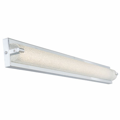 Modern Abra Veil 40-inch LED vanity fixture with textured curved water glass for stylish bathroom mirror lighting