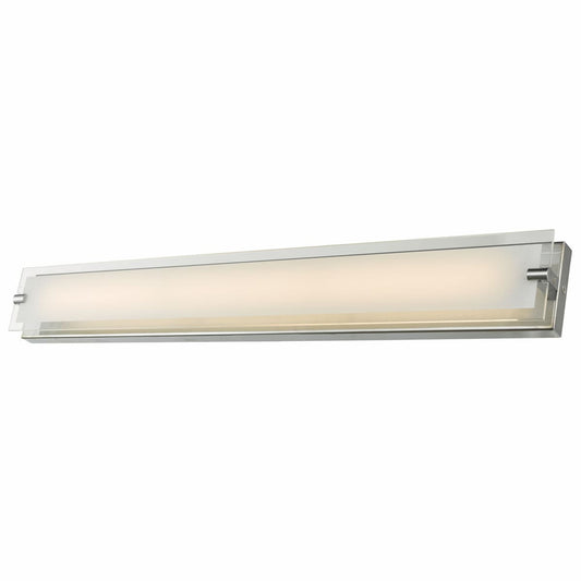 Abra Blaze 20027WV 29-inch frosted edge glass panel vanity light with high-output dimmable LED for modern bathroom lighting