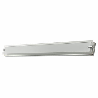 Modern Abra Blaze 40-inch vanity fixture with frosted edge glass panel and integrated dimmable LED for stylish mirror lighting