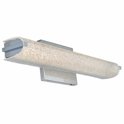 Modern Abra Eco 19-inch LED vanity fixture with textured oval water glass for stylish bathroom mirror lighting
