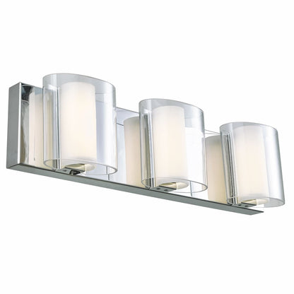 Abra Zoe 20048WV 20-inch wall vanity fixture featuring curved clear glass with an opal glass diffuser for soft illumination