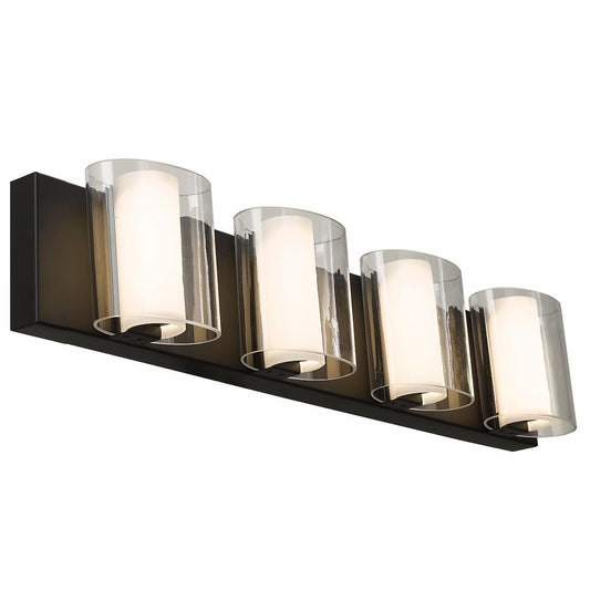 Abra Zoe 20049WV 26-inch curved clear and opal glass vanity light for modern bathroom and interior lighting